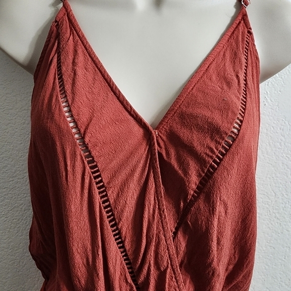 LOVERS + FRIENDS Vision Boho V-Neck Bodysuit in Rust Orange Size XS - Picture 5 of 10